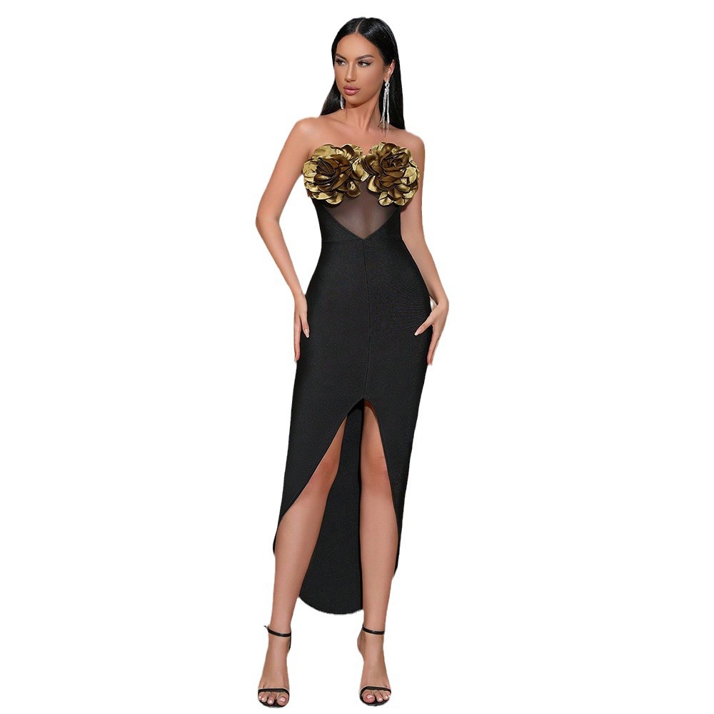 black golden three dimensional tube top