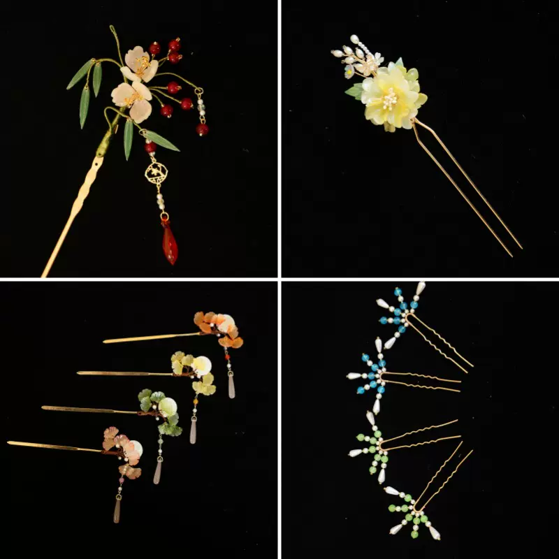 新中式马面裙发簪高级感气质后脑勺发钗国风简约优雅步摇发饰发饰