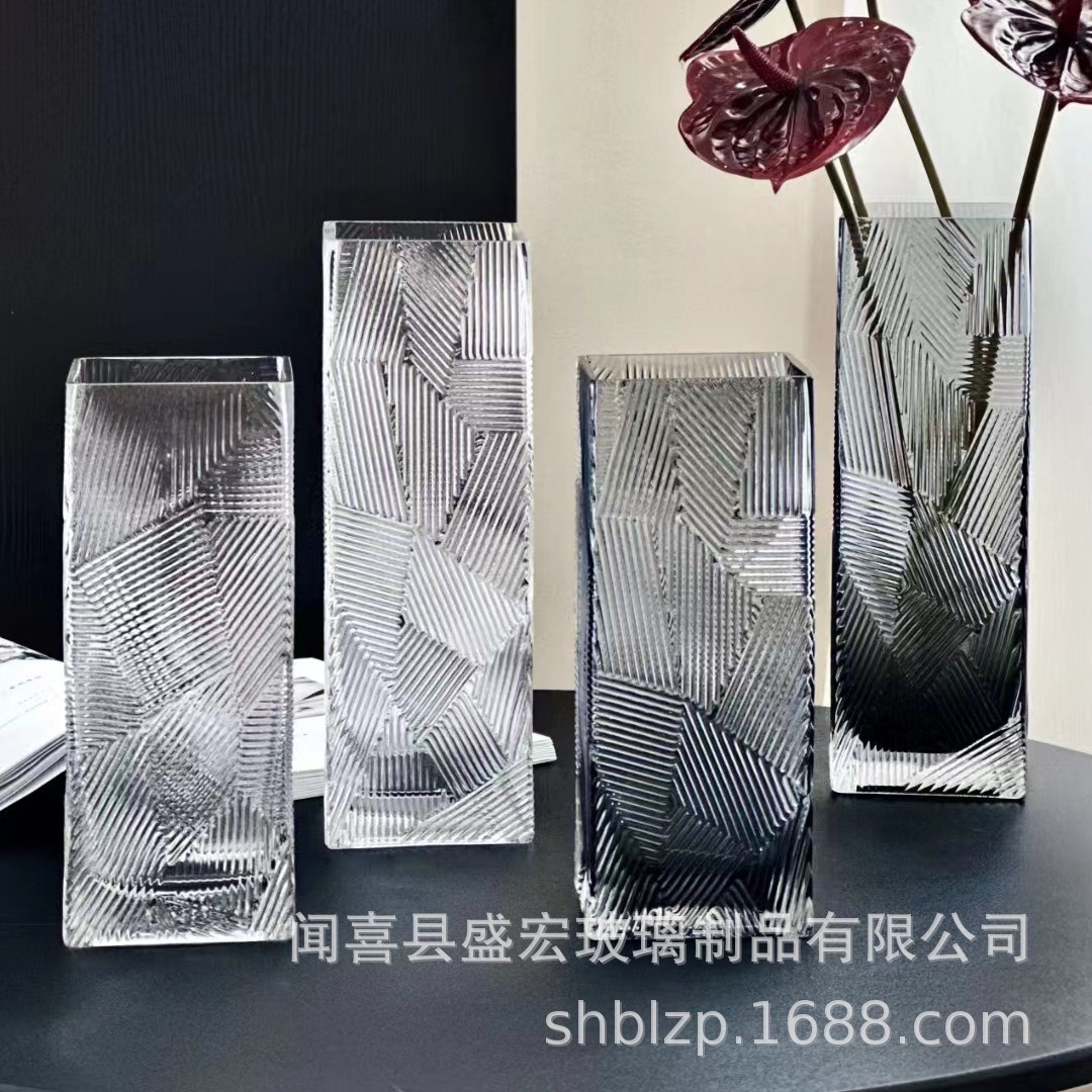 Square light luxury colored glass vase hydroponic plant flowers…