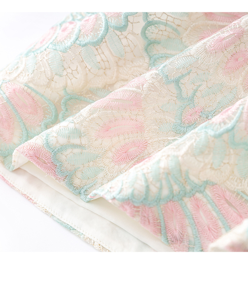 Váy maxi nữ thêu họa tiết lông vũ organza tay ngắn — mơ chi tiết 22