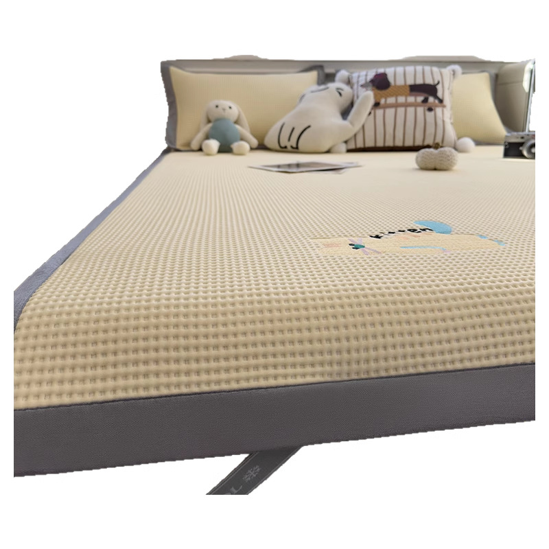 2025 nuevo estilo waffle cool silueta de seda de hielo sábana de cama de una sola pieza funda protectora de colchón fresco funda de cama de dibujos animados