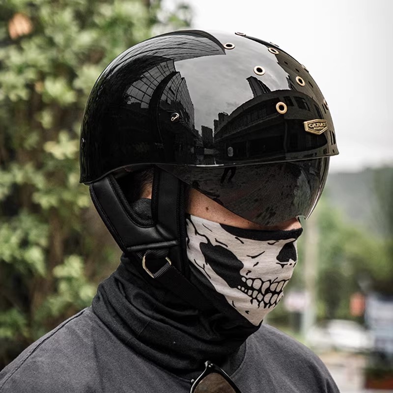 3C Certified Retro Half Helmet Men's MotorCyCle Helmet Breathable Cruise MotorCyCle Women's Pedal Summer Floating Helmet Safety Helmet