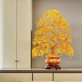 成品中式招财树发财树铜线铝线纯手工编织乔迁开业送礼摇钱树摆件