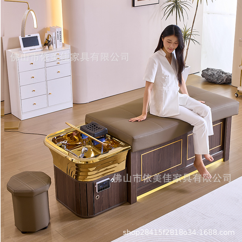 Cama de lavado de cabello, cama de tratamiento de cabello tailandés, salón de belleza especial con calentador de agua, fumigación de circulación de agua, masaje, cama de reclinación completa