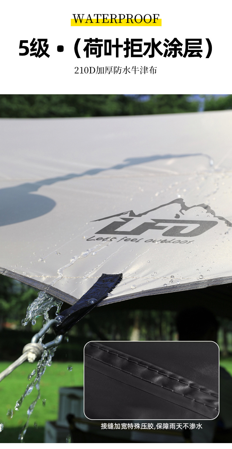 Outdoor Vinyl Canopy for Camping on the Beach, Rainproof and Sunshade, Portable Oxford Cloth Sunshade