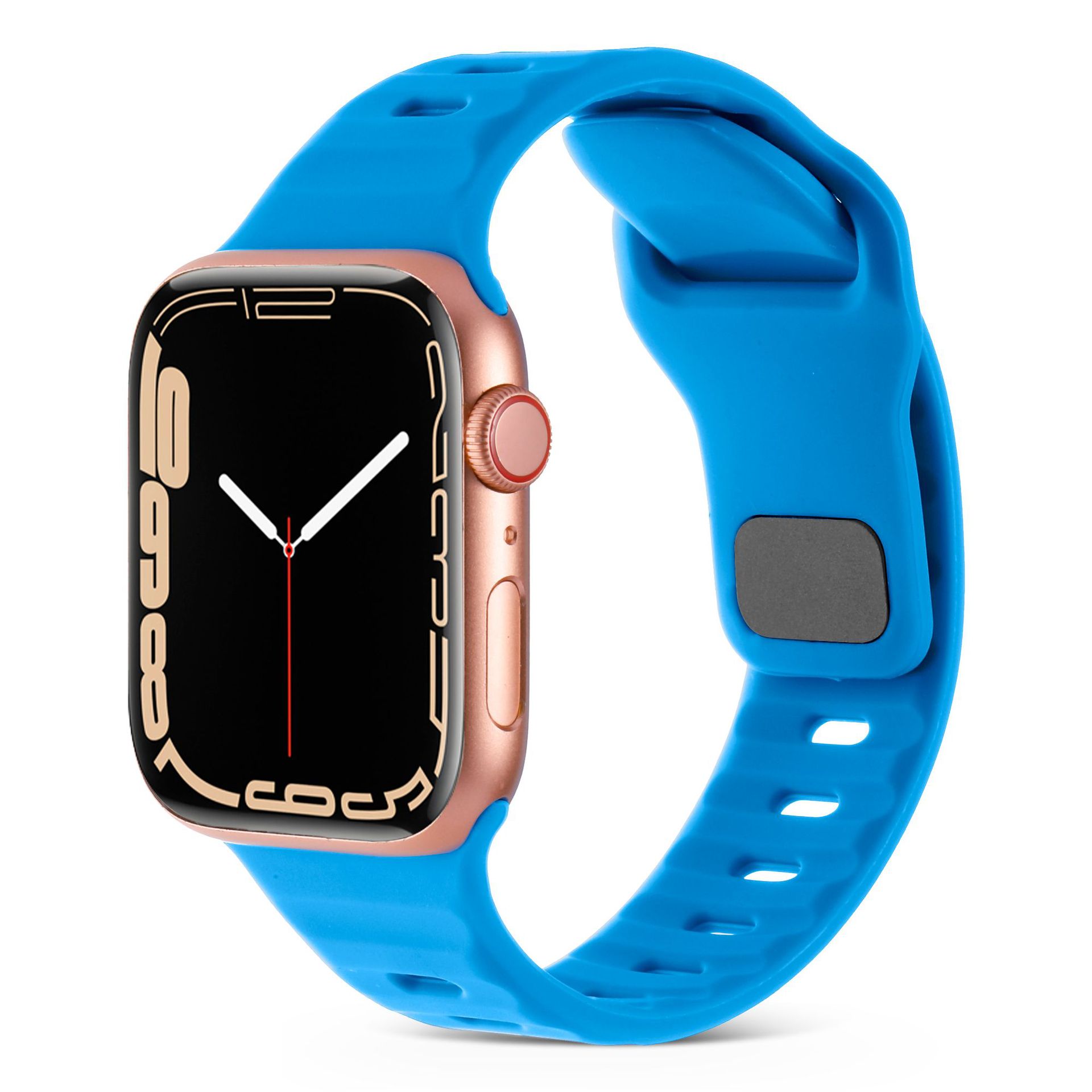 アップルiwatchスマート腕時計バンド345678se運動通気黒角ボタン逆ボタンシリカゲルリストバンド