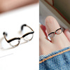 Cute brand glasses, one size adjustable ring, enamel, coloring book, Japanese and Korean