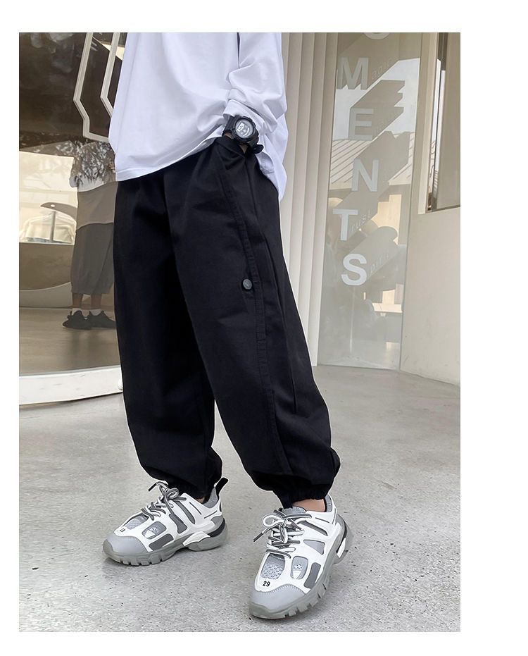 Jogger Pants Pants Type Simple Style Solid Color Cotton Boys Pants