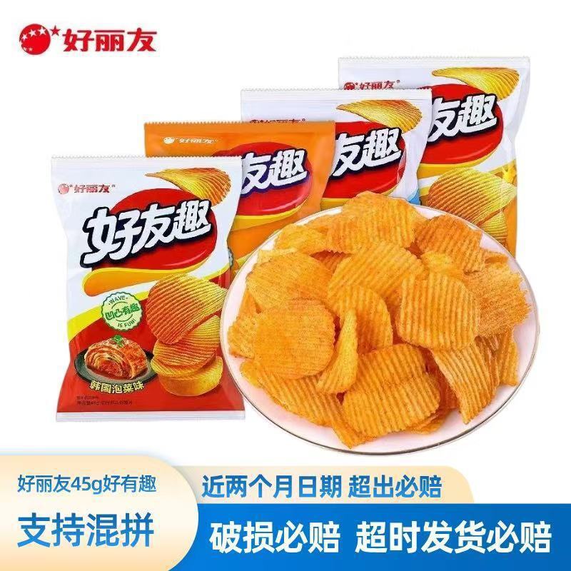 好丽友好有趣薯片45g蜂蜜黄油韩国泡菜味追剧小零食儿童零食批發