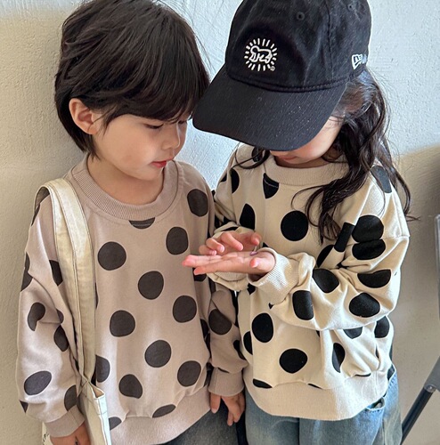 Children's sweatshirts boys long-sleeved autumn clothes  new spring and autumn style polka dot little girls tops baby clothes