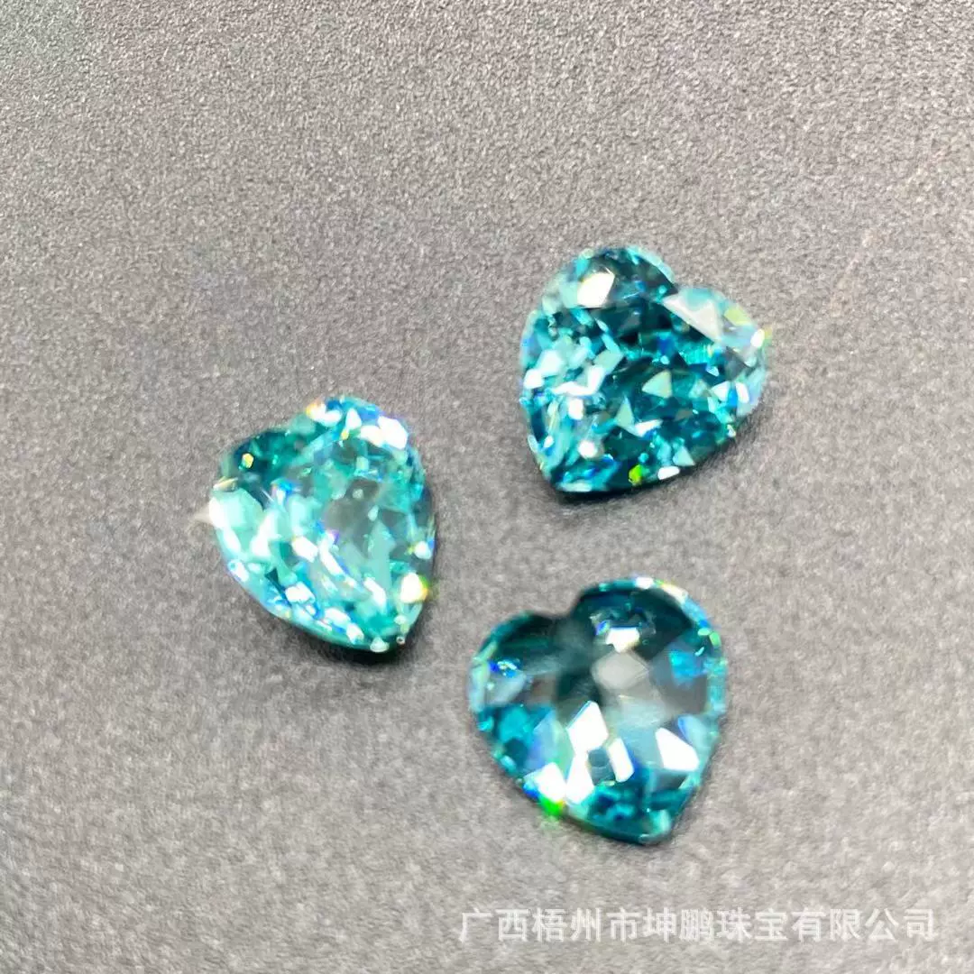 源头工厂帕拉伊巴碧玺戒面霓虹蓝绿心形裸石爱心切割欧美风格宝石