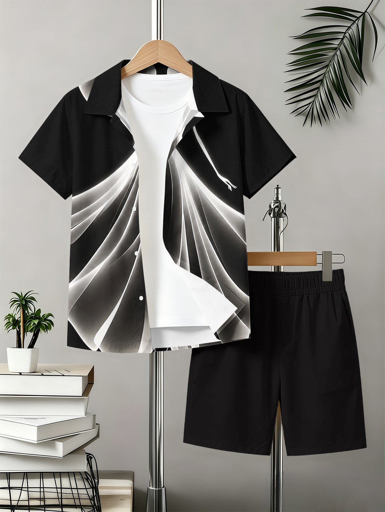 Boys Shirt And Shorts Set With 3d Printed Patterns For Summer_voghion.com