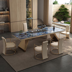 3x light luxury modern rock slab tea table and chair set office designer high-end sense villa minimalist luxury stone large slab tea