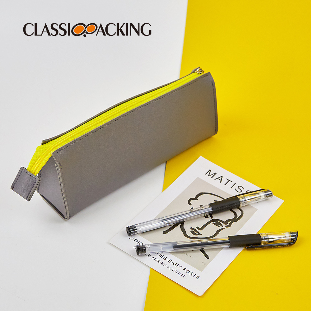 Bolsa de lápices simple ins Bolsa de cosméticos portátil de gran capacidad Bolsa de papelería con cremallera para estudiantes multifuncional Bolsa de almacenamiento impermeable de pu