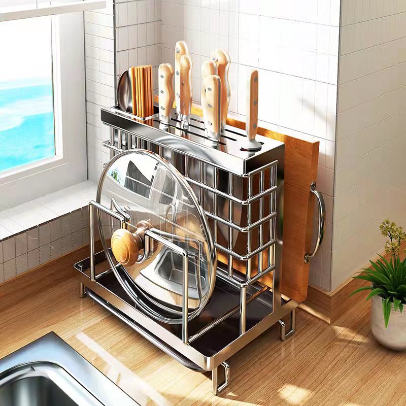 Soporte de cuchillo de acero inoxidable estante de almacenamiento de cocina Placa de cortar placa de corte cuchillo de almacenamiento rack