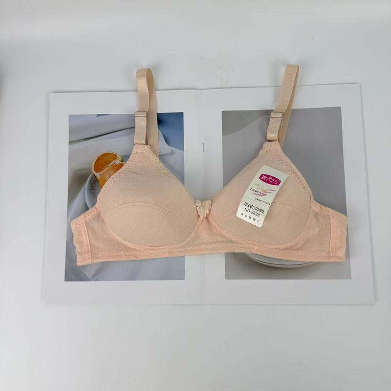 Yalihui Pure Cotton Ab Cup Thin Cotton Bra for Middle-Aged and Elderly Women, Wireless Breathable Cotton Bra, Loose and Comfortable