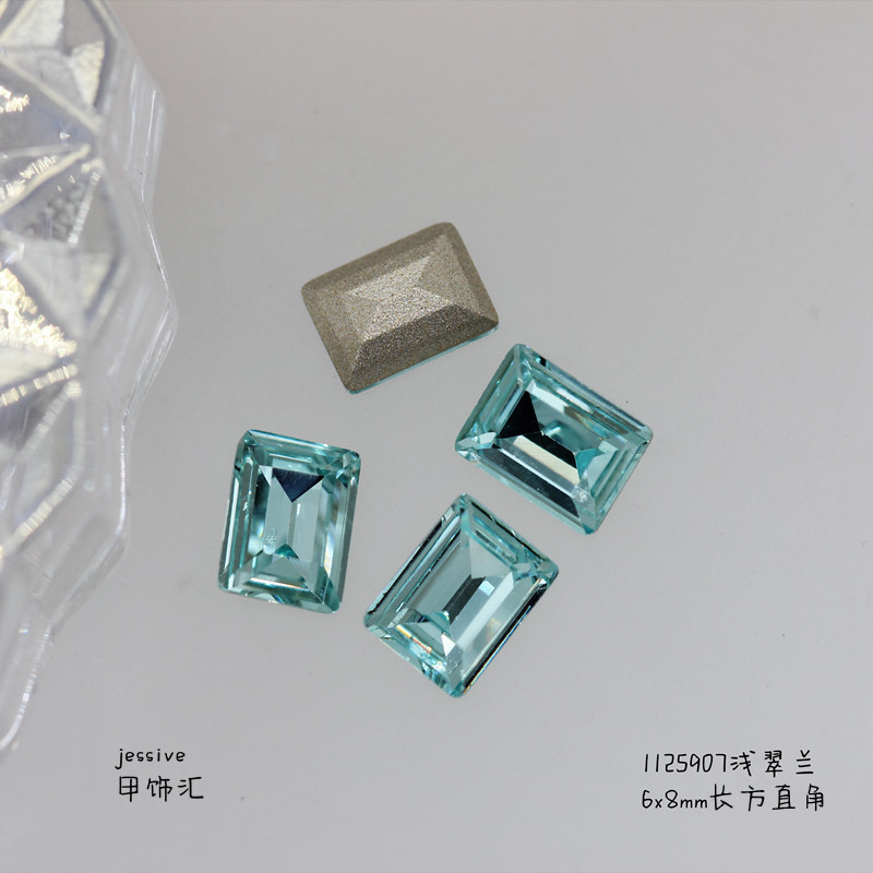 1125907 직사각형 직각 6x8mm 라이트 그린 블루