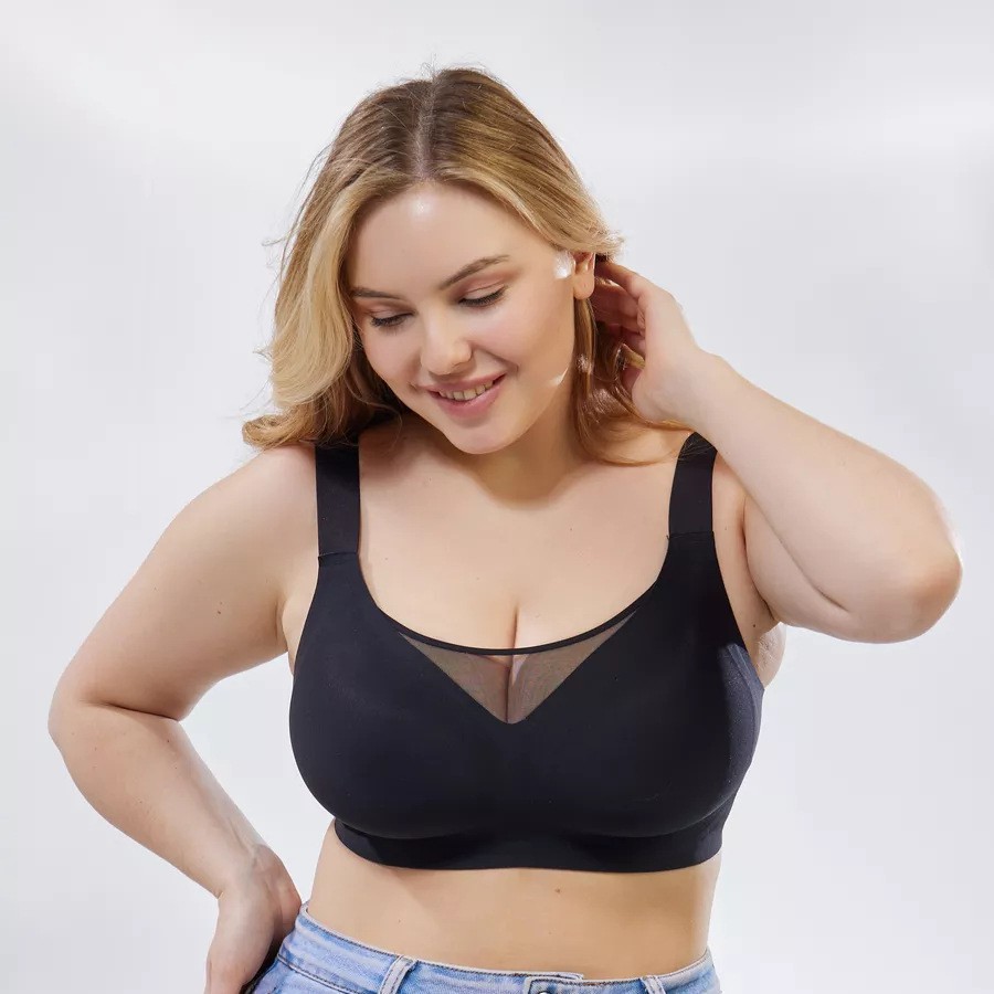 Plus Size Jelly-BH aus Mesh, blickdicht, formend für große Brüste, nahtlos, kabellos, bequem, für den Alltag_voghion.com