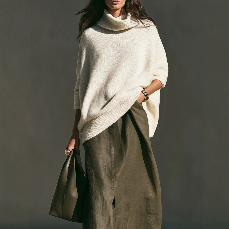 Cross-border independent store Amazon TK new round-neck sweater, loose and casual knitwear for autumn and winter, fashionable women's sweater