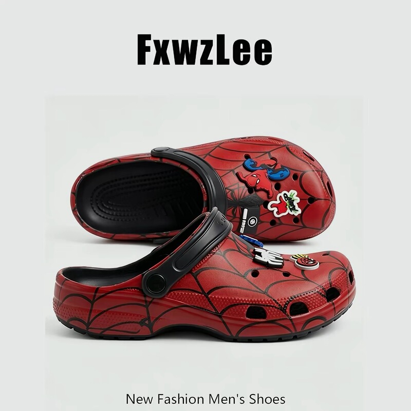 New foreign trade Spider-Man classic trendy clogs, outdoor closed-toe sandals, beach parent-child slippers, available for wholesale
