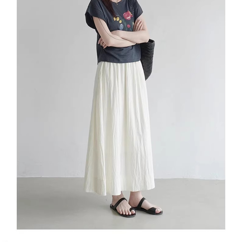 Spring and Summer Versatile Maternity Skirt, Summer High-Waisted Loose Slimming A-Line Pleated Umbrella Skirt with Lining