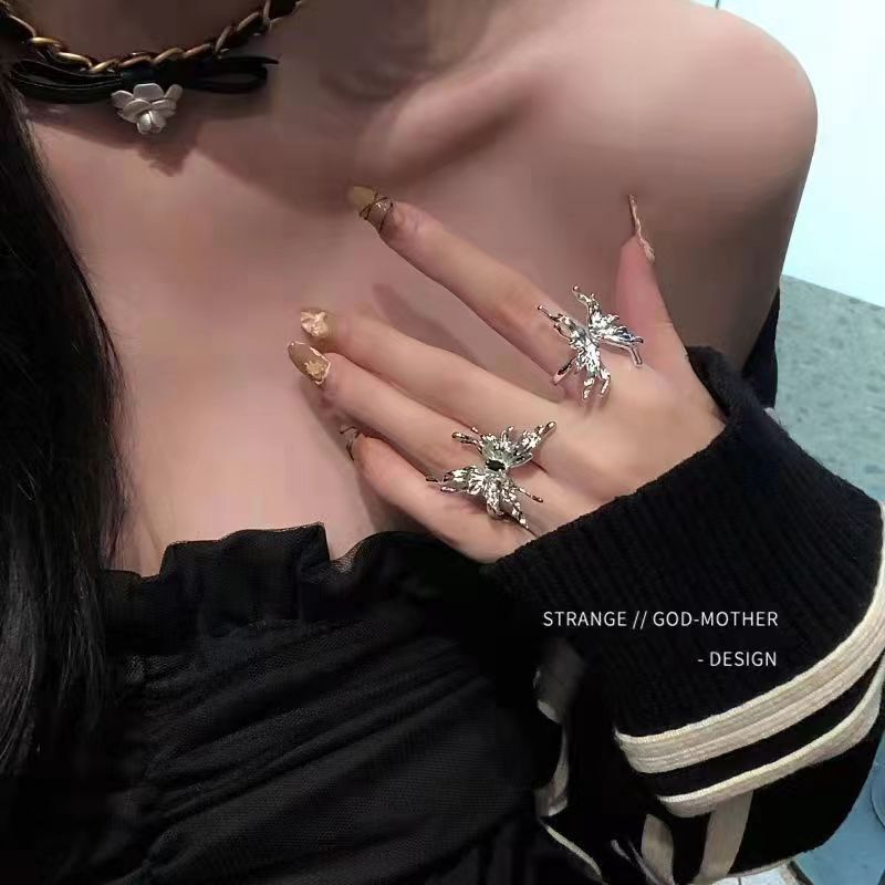 クールなスタイル〜シルバージルコンクロスリング女性ニッチデザインインライト高級人差し指リングパーソナライズされたカップルリング|undefined