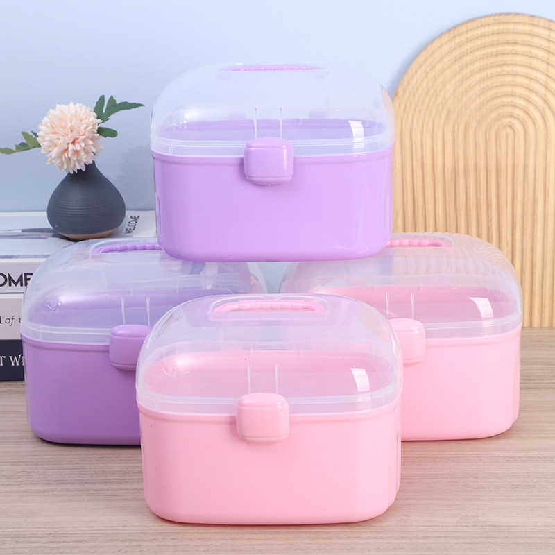 塑料收纳盒双层塑料收纳箱美甲工具整理箱收纳箱儿童玩具工具箱