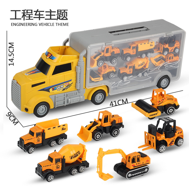 Modelo de coche de juguete para NIÑOS 2-3 años 4 bebé simulación contenedor aleación coche niño fuego ingeniería coche traje