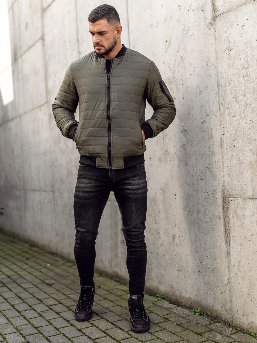 Men's Padded Quilted Stand Collar Warm Cotton Coat Jacket_voghion.com