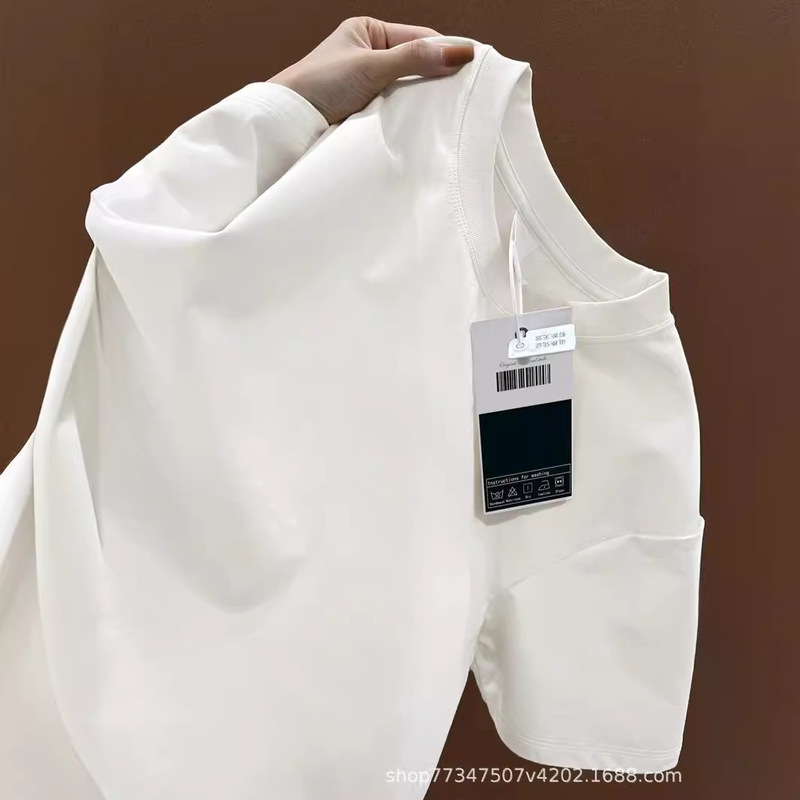 300g heavy American cotton short sleeve T-shirt summer loose Joker pure white bottoming shirt men's and women's basic tee