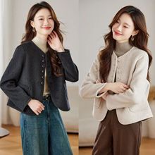 女士短款时尚毛呢外套休闲小个子女装羊毛大衣双面呢秋冬外套批发