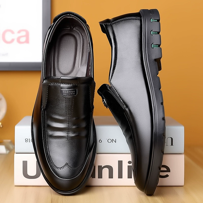Кожаная обувь, мужская обувь для пап среднего и пожилого возраста из натуральной кожи, Мужская дышащая мужская обувь, деловая повседневная обувь, обувь без шнуровки на мягкой подошве