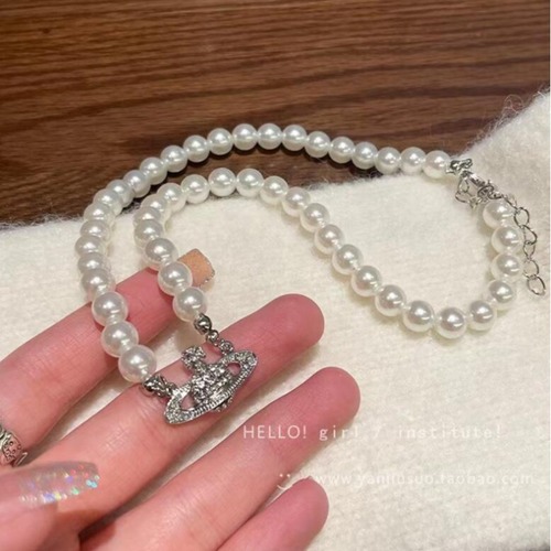 Queen Mother of the West Saturn Pearl Necklace Light Luxury Ins Internet Celebrity Niche Design Clavicle Chain Feminine Choker Necklace