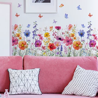 MS3160-YL新款植物花卉花丛踢脚线腰线客厅卧室家居装饰墙贴画