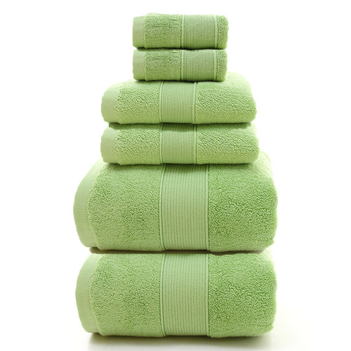 Towel set Amazon specializes in pure cotton towel and bath towel combination foreign trade towel set combed cotton thickened six-piece set