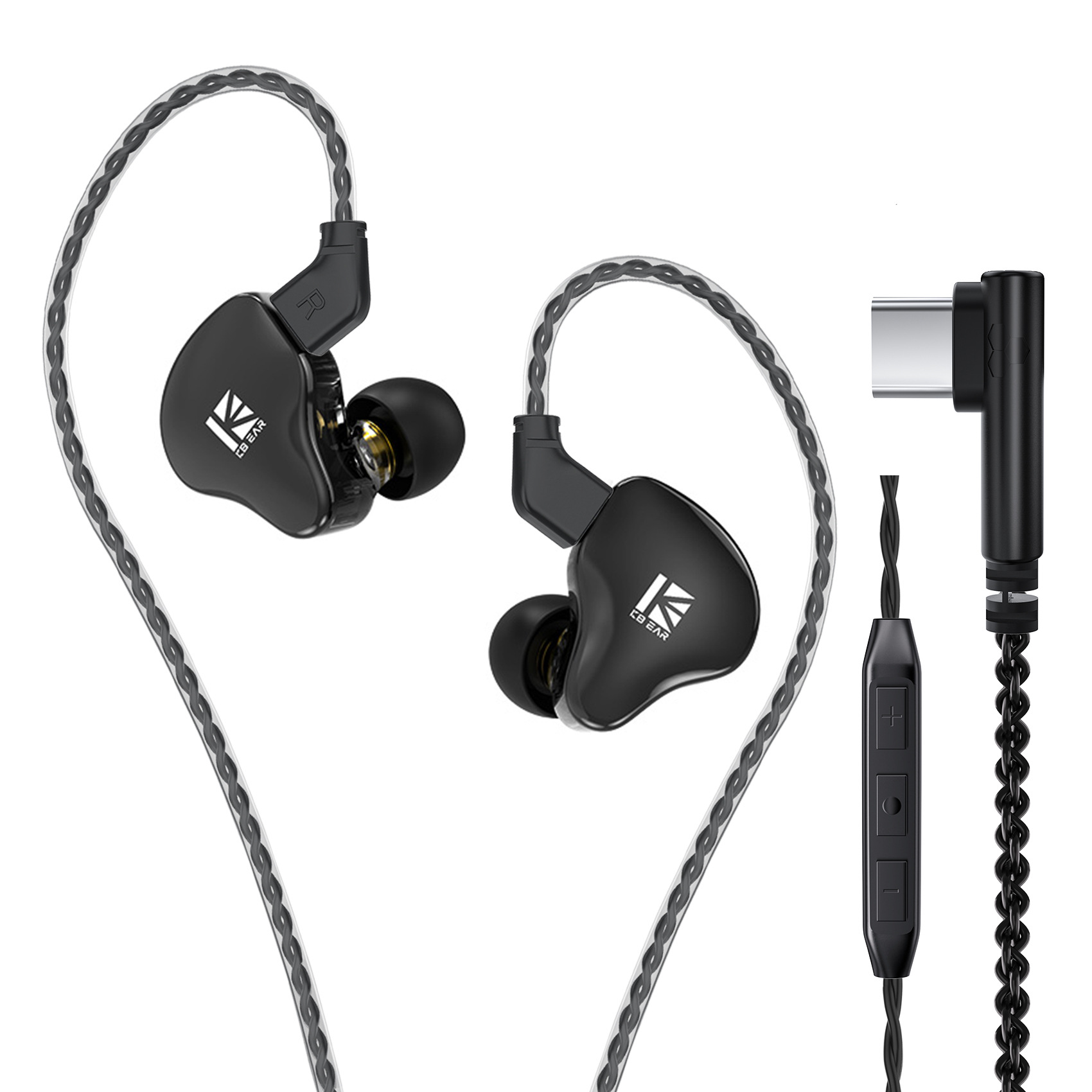 KBEAR KS2 Hybrid HIFI Musik In-Ear Kopfhörer, für Computer, Mobiltelefon, Gaming, PUBG, USB-C