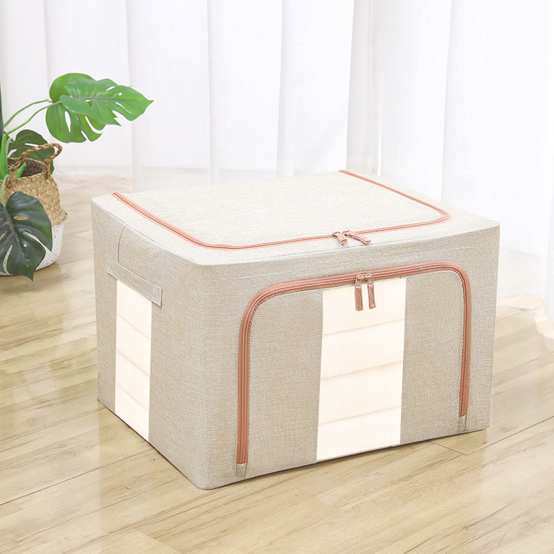 Caja de almacenamiento premium de 100L con estructura de acero, caja de almacenamiento de ropa plegable de gran capacidad, contenedor de almacenamiento de alta calidad