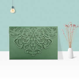 三折激光镂空婚礼贺卡结婚邀请卡卡片印刷制作跨境销