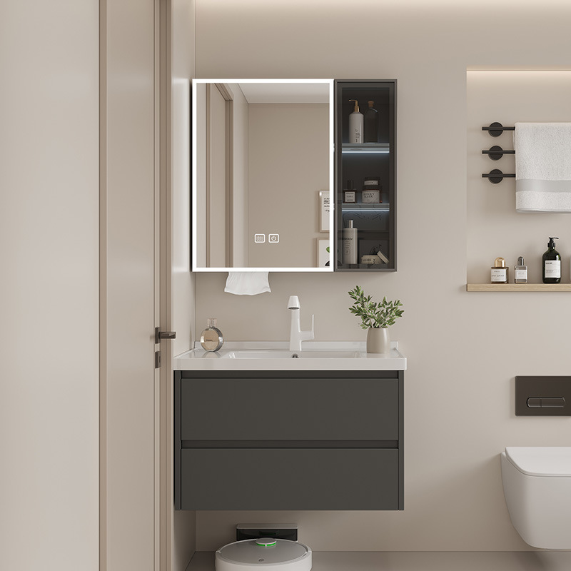 Bathroom Cabinet Ceramic All-in-One Basin Bathroom Drawer Bathroom Cabinet Wash Basin Face Wash Table Basin Combination Honeycomb Aluminum