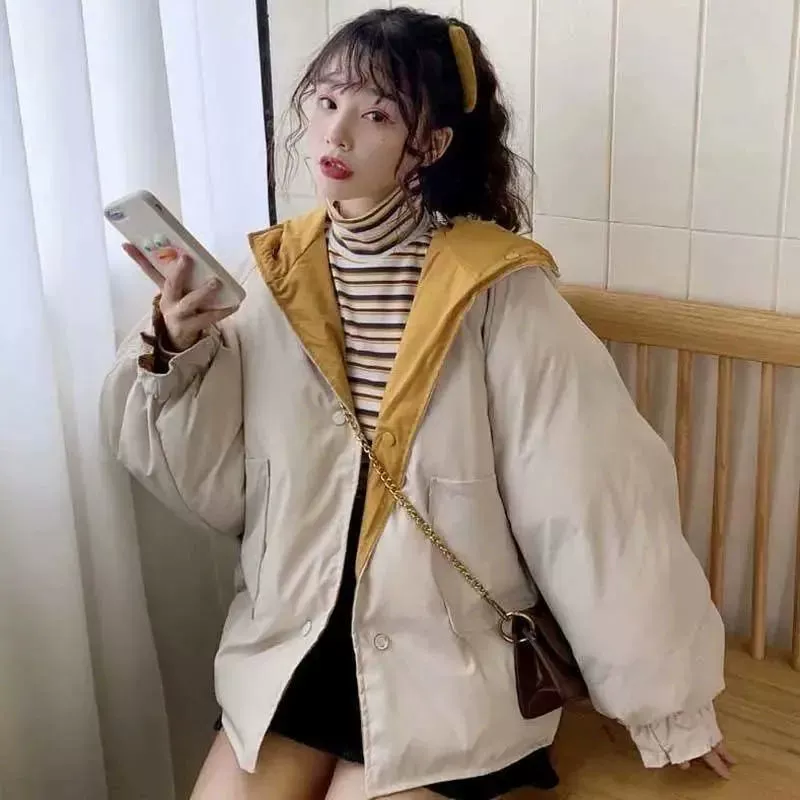 Стеганая куртка (теплая) oversize в корейском стиле, толстрая, двусторонняя внутренняя сторона, размеры S–2XL