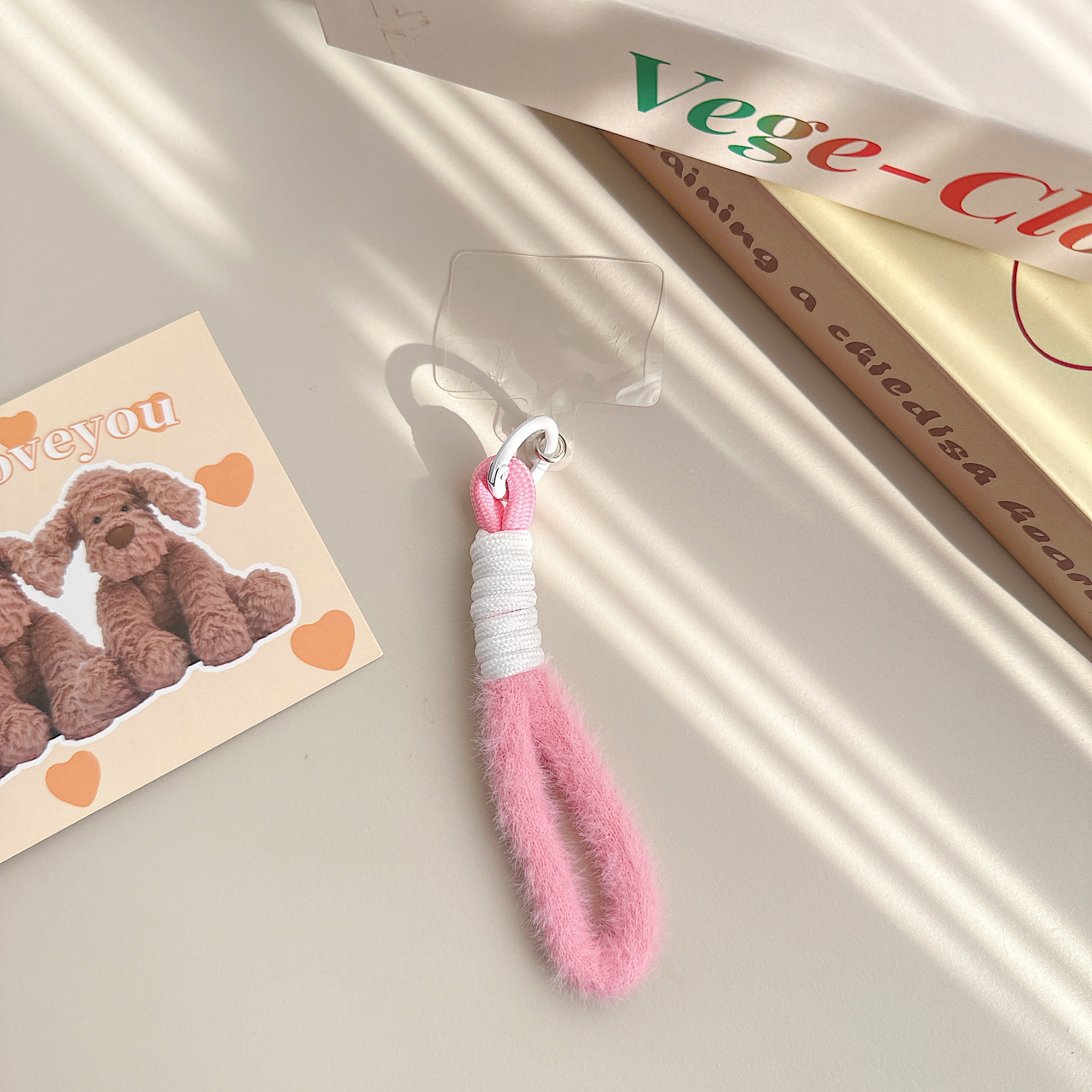 Otoño y invierno de peluche para teléfonos móviles colgantes de cámara de color llavero anti-perder pulsera cuerda bolsa trenzada corta colgante