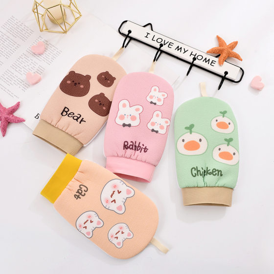 Cartoon double-sided bath towel household back-rubbing painless mud-rubbing bath gloves thickened bath cloth bath supplies wholesale