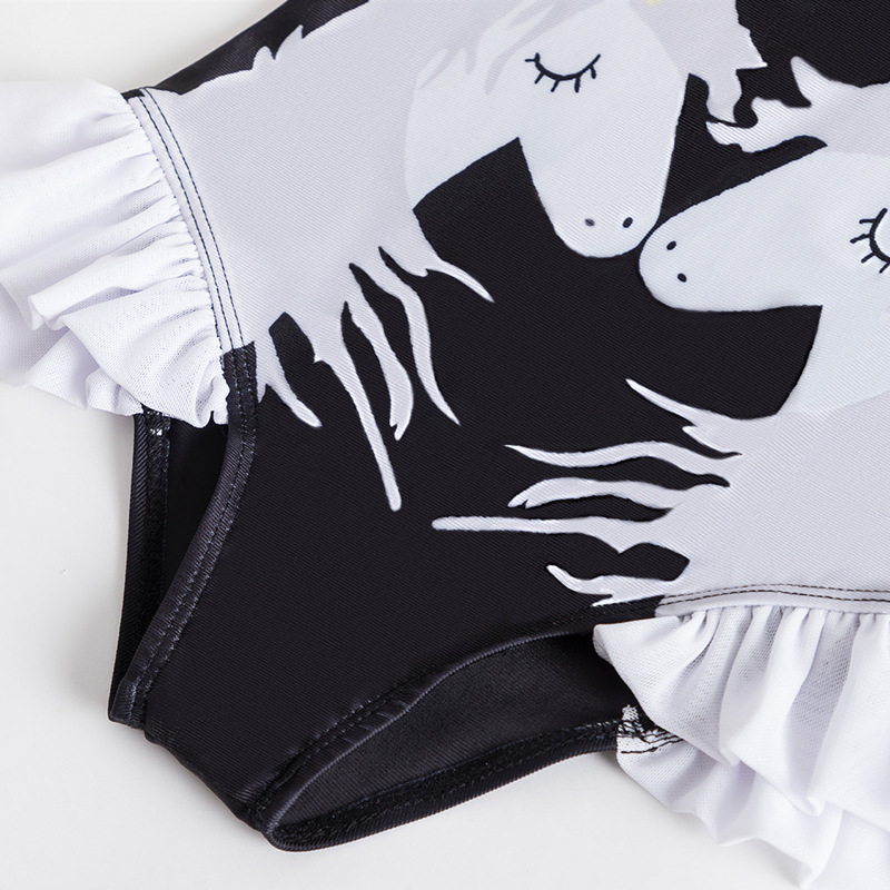 2023 nuevo traje de baño para niños con volantes unicornio de dibujos animados traje de baño de triángulo de una pieza traje de baño para niñas