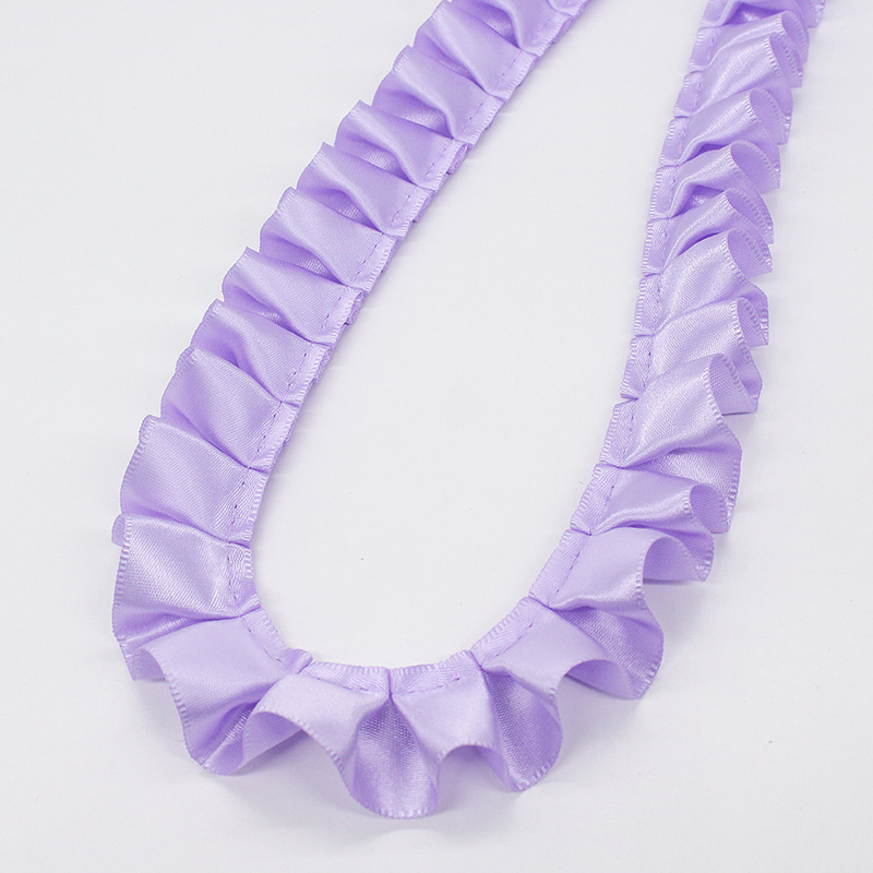 Fabricantes al por mayor de 2.5cm de ancho poliéster único borde de loto plegado cinta DIY accesorios de ropa hecha a mano cinta de encaje decoración image 13