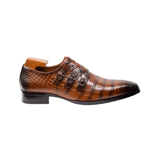 Large size brock shoes, new summer breathable leather shoes, men's business dress, embossed monk shoes, men
