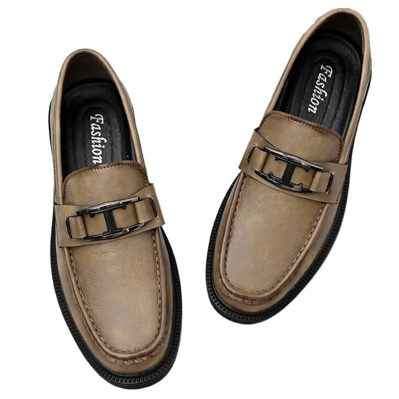 Zapatos de cuero casuales de transmisión en vivo zapatos de cuero de suela gruesa zapatos de cuero de pie zapatos de negocios de hombre zapatos de cuero