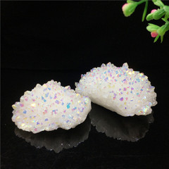 Natural white crystal cluster electroplating colorful crystal raw stone cluster degaussing purification ore office decoration wholesale