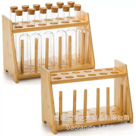跨境木质试管收纳架实木科学实验试管存储架分格立式试管架