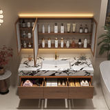 Каменная тарелка красного дуба в ванной комнате комбинация ретро Средневековое ветровое изогнутое изогнутое интегрированное бассейн для мытья бассейн