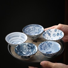 德化复古青花瓷斗笠杯个人单杯家用茶杯批发商务礼品伴手礼